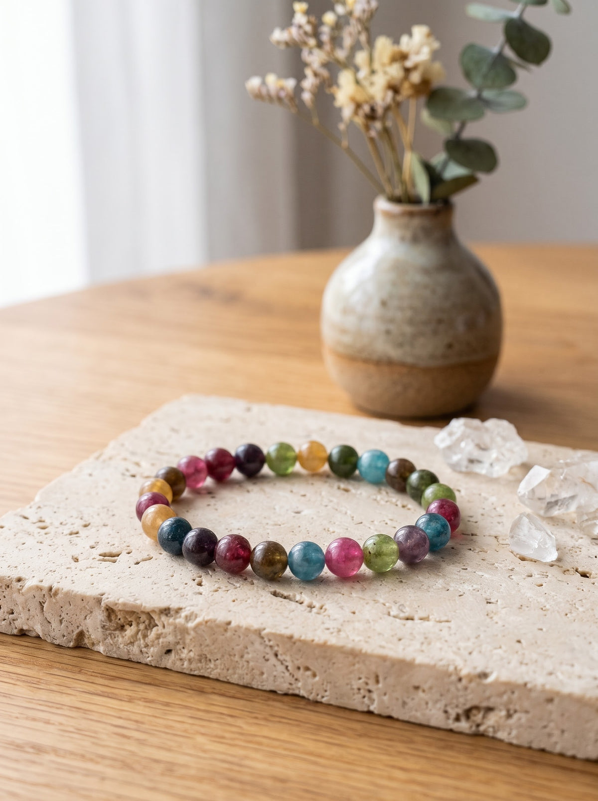 Bracelet "Harmonie Céleste" en Tourmaline Multicolore