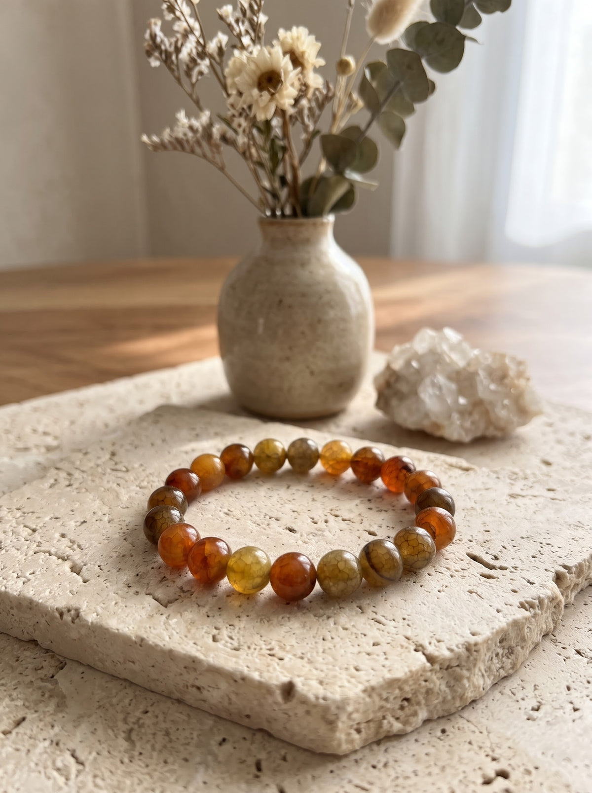 Bracelet "Chaleur d'Automne" en Agate de Feu
