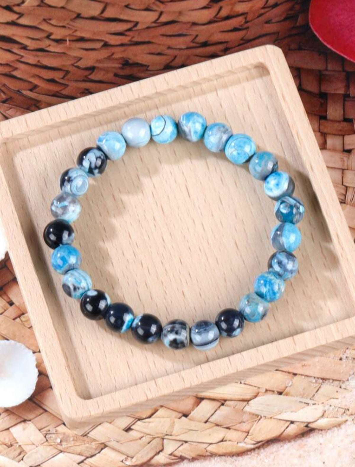 Bracelet "Tempête et Harmonie" en Agate de Feu Bleue