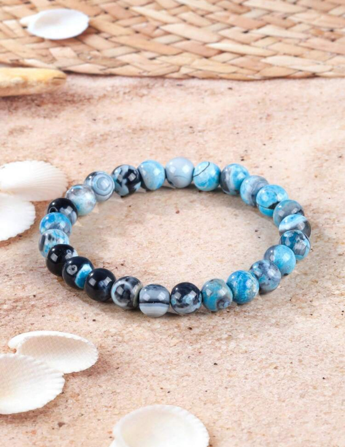 Bracelet "Tempête et Harmonie" en Agate de Feu Bleue
