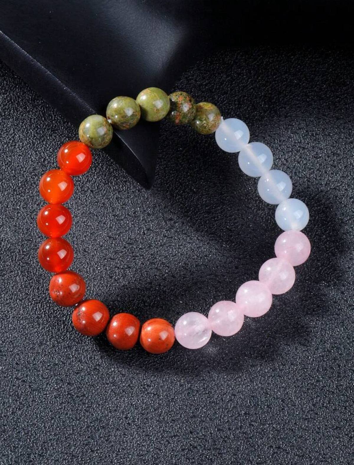 Bracelet "Harmonie et Vitalité" en Unakite, Cornaline, Jaspe Rouge, Quartz Rose et Quartz Blanc