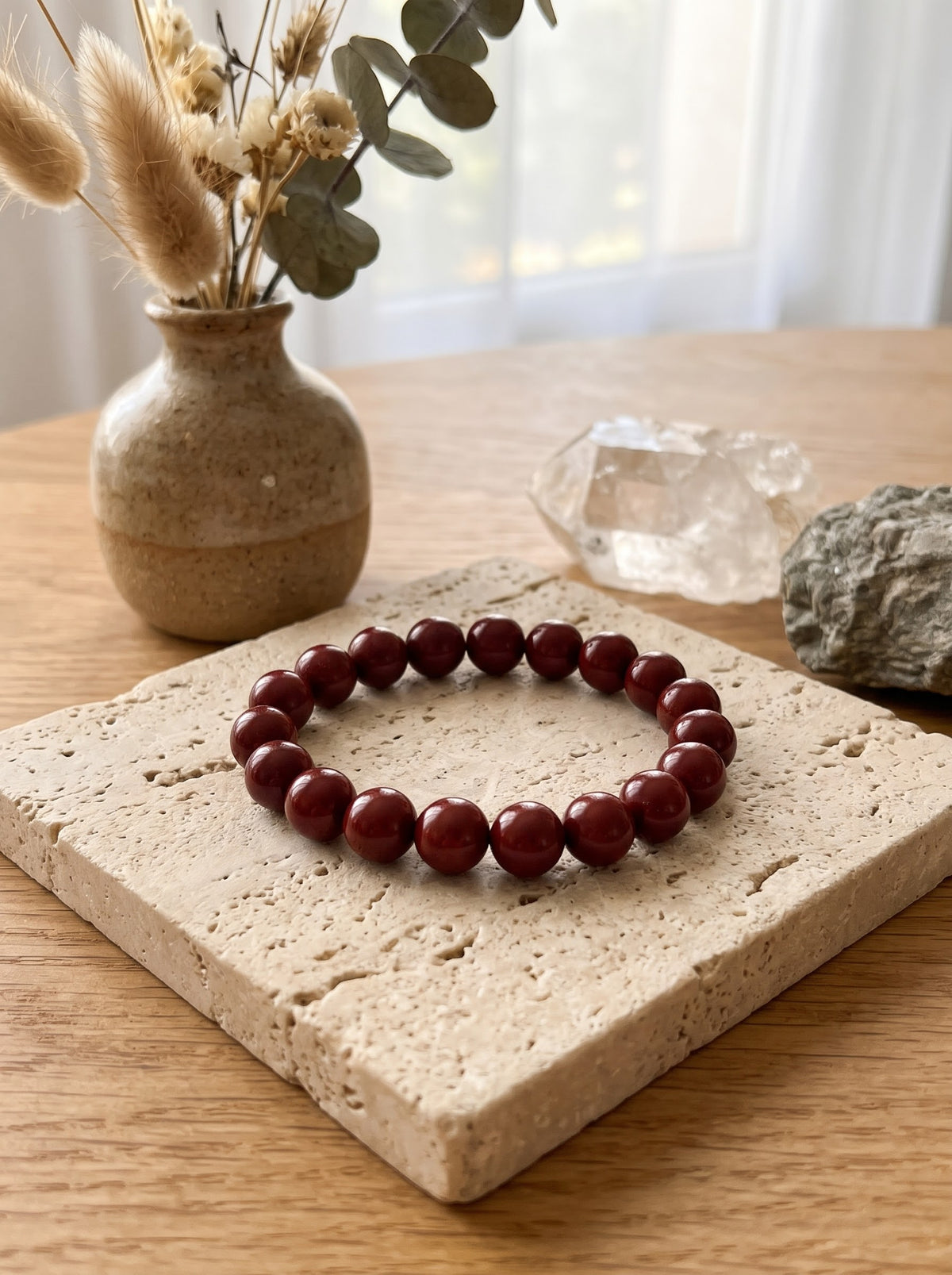 Bracelet "Ancrage et Force" en Jaspe Rouge Naturel