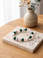 Bracelet "Équilibre et Harmonie" en Quartz Rose, Howlite et Malachite