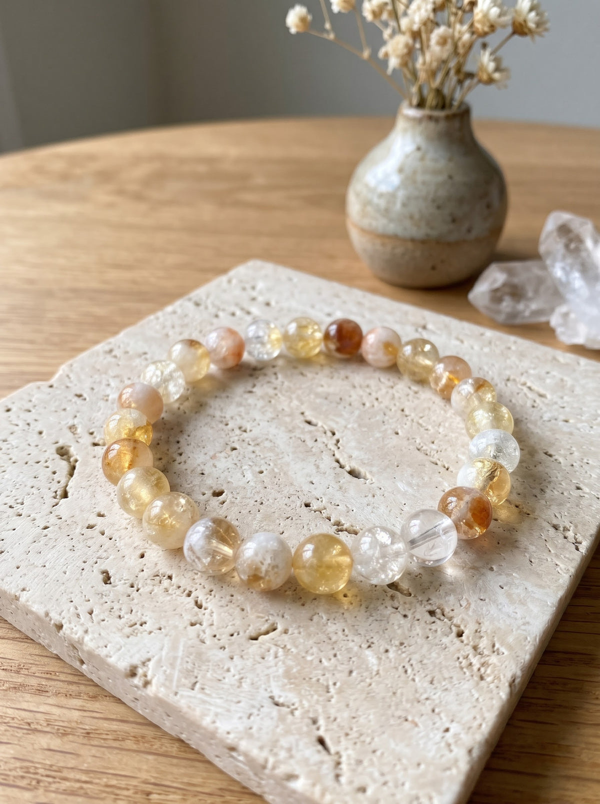 Bracelet "Soleil de Cristal" en Citrine et Quartz Givré