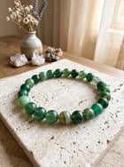 Bracelet "Force Sylvestre" en Agate Verte et Agate Rubanée