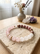 Bracelet "Douceur de Rose" en Rhodonite, Quartz Rose et Quartz Blanc