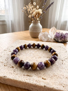 Bracelet "Force et Sérénité" en Lépidolite et Œil de Tigre