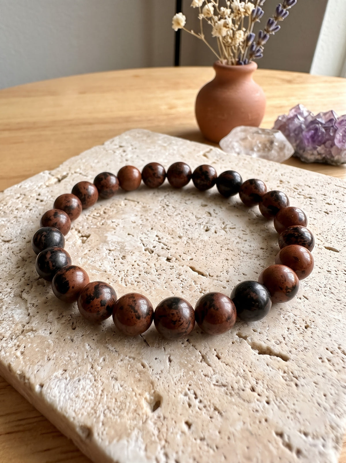 Bracelet "Ancrage Volcanique" en Obsidienne Acajou