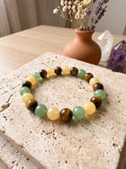 Bracelet "Vitalité Naturelle" en Jade Vert, Calcite Jaune et Œil de Tigre