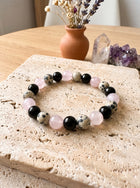 Bracelet "Harmonie & Protection" en Jaspe Dalmatien, Quartz Rose et Onyx