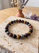 Bracelet « Force & Bouclier » en Œil de Tigre, Œil de Taureau et Hématite