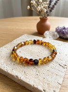 Bracelet « Lueur d'Ambre » en Galets de la Baltique Naturels