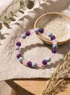 Bracelet "Nuit Étoilée & Sérénité" – Améthyste, Quartz Rose & Howlite